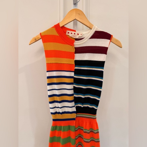 Marni Striped 100% Wool Midi Dress - Picture 6 of 11